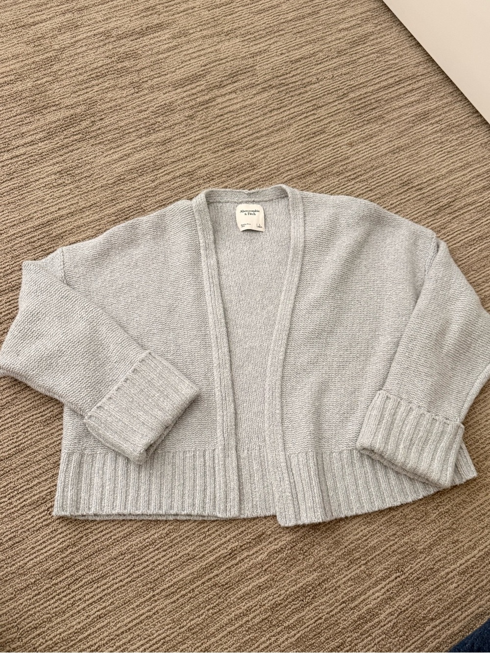 Abercrombie & Fitch Soft Light Gray Open-Front Cardigan